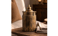 Metal Vase with Lid Vintage Lidded Jar Rustic Lidded Storage Jar for Console Table, Mantel