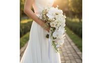 Waterfall Design Wedding Hand Floral Arrangement Photo Prop Cascading Bridal Floral Arrangement Easy to Maintain Long-Lasting for Brides, Ceremony
