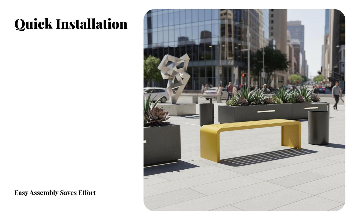 Slatted rearrest Bench Weather-withstandant green space Seating Weatherproof Outdoor Furniture for General Public, Pedestrians, Courtyard, roadside, rearyard