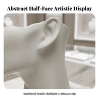 Long-Lasting PVC Material Abstract Head Model Pierced Ears Half Face Mannequin Bust Premium Finish for Crafters, Product Photography