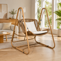 Hanging Chair with Frame, Modern Freestanding Swing Chair for Garden & Terrace, Weatherproof Garden Furniture with Cushion, 115x105x137cm