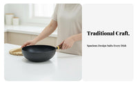 Small Non-Stick Wok Long-Lasting Handmade Wok Pan Wooden Handle Iron Pot Rust Protection Lidded Deep Stir-Fry Pan