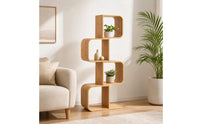 S-Shaped Storage Shelf Compact Bamboo Storage Rack Slim for Small Areas