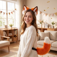 animal Ears Headband and Tail Set Soft Pile animal Ears and Tail Set Soft Accessory for Cosplayers, Adults, Anime Conventions