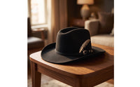artificial Wool Hat Wide Brim Hat with Feather Structured Crown Fedora for Riders, Artists, Stage Performances, Costume Parties