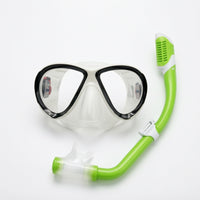 Tempered Glass Snorkel Set with Dry Snorkel Dual Lens Swim Gear Clear View for Beginners