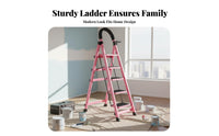 Foldable Folding Step Ladder Space-Saving Portable Step Ladder Multi-Functional Anti-Slip for Homeowners, DIY Enthusiasts, Handymen, Indoor, Kitchen, Garage, Office