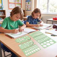 8 Pieces Accurate Geometric Drawing Templates Accurate Measuring Templates Metric Geometry Template Green for Students, Architects, Designers, School, Office, Desk