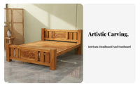 No Box Coil Needed Solid Wood Storage Bed Heavy Duty Chinese Design Platform Bed Modern Design Bedroom Furniture for Hotel Owners, Homeowners, Apartment Dwellers, Homestay, Guest Room
