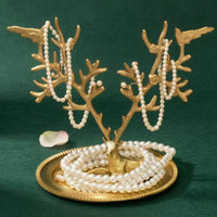Deer Branching Jewelry Stand Gold Tone Branching Jewelry Tray Decorative Decor Piece