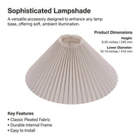 Light Shade with Pleated Design for Table Lamps, Lampshade 41cm Diameter in PVC Material, Bedside for Bedroom
