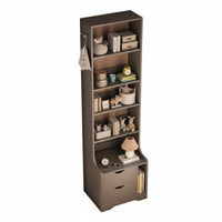 Nightstand Bookshelf Combo Multi-Functional Tall Bedside Bookshelf Space Saving