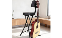 Guitar Stool with Backrest Portable Folding Guitar Chair Easy to Transport Furniture for Guitarists, Home Practice