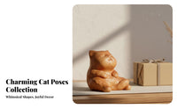Carved Cat Figurine Birthday Gift Sandalwood Cat Statue Solid Wood