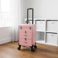 Telescopic Handle Makeup Trolley Case Wheeled Rolling Makeup Case Aluminum Frame Beauty Storage Portable for Studio
