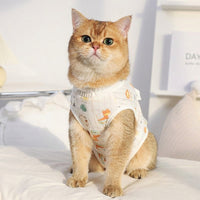 Cat Recovery Suit with Elizabethan Post Surgery Cat Clothes, Snap Button Cat Spay Surgery Suit and Neuter Surgery Suit, Anti-Lick