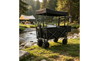 Foldable Wagon with Canopy All Terrain Folding Wagon with Canopy Folding Garden Cart Weather-Resistant Spacious for Campers