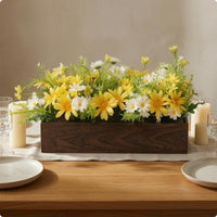 Wooden Blossom Table Decor Wood Grain Artificial Blossom Arrangement Realistic Look Home Decoration