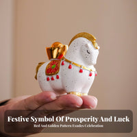 Chinese Prosperity Steed Figurine Festive & Cultural Accent Rotating Ingot Horse Statue Detailed Craftsmanship Good Luck Horse Ornament for Entrance