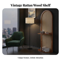 Vintage Design Rattan Screen with Shelves Multi-Functional Design Partition Cabinet with Storage Multifunctional Entryway Partition Cabinet Space Saving for Apartment Dwellers, Interior Decorators, Away Ice Workers, Bedroom
