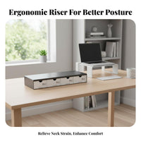Drawer Monitor Riser No Assembly Required Monitor Riser with Drawer for Students