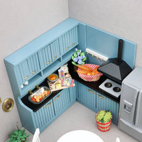 1/12 Dollhouse Kitchen Cabinet with Sink Modern Dollhouse Kitchen Set with Sink European-Style for Dioramas