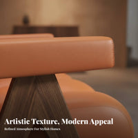 Wabi-Sabi design Lowsilhouette Wooden Single-Seater full Wood Frame Upholstered Accent Armchair Small Space accommodating Lounge Chair space-efficient Size for Readers, Homeowners, Renters, Living Room, Bedroom, perusing corner, Balcony