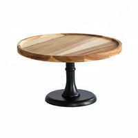 Elegant Design Wooden Pedestal Cake Stand Multi-Design Acacia Wood Cake Plate Sturdy Base High Foot Dessert Tray for Wedding