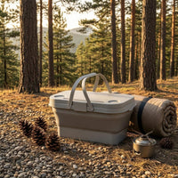 Arched Handles Portable Storage Tub Molded Sides Foldable Storage Basket for Picnics
