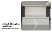 Modern Reception Desk Sturdy Construction Marble Pattern Service Desk Sturdy Structure Front Counter with Storage for Receptionists, Company Entrance
