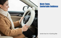 Plush Steering Wheel Cover, Winter Warmth, Anti-Slip, Cartoon Creature Design, Universal Fit, Car Interior Decor
