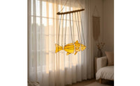 Fish Wind Chime Mosaic Stained Glass Wind Chime Coastal Hanging Ornament for Porch