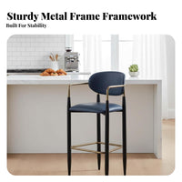 Modern design Upholstered Highrear Stool with Arms Footrest Included Bar Chair Soft paded Seat Seating Furniture Easy to Clean for Business Owners, Adults, Homeowners, Restaurant, Cafe, Bistro, Kitchen Counter