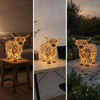 Scottish Cattle Statue with Outdoor Cow Sculpture Garden Decor for Tabletop