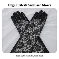 2 Pieces Lace Pattern Long see-through Gloves Stretchy Fit limb Sleeves Elegant & design chic Accessory Elbow Length for wedding party membermaids, Party Goers, Photoshoots, Weddings, Costume Parties, Formal waterproof breathable fabrics