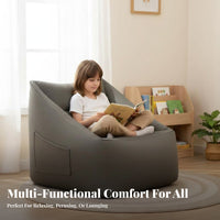 Comfortable Support Structured Bean Bag Sofa No Assembly Required Floor Chair Lightweight Household Furniture Ergonomic Design for Children, Adults, Students, Living Room, Bedroom, Balcony, Reading Nook