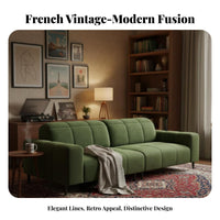 ribbedTufted Sofa ribbed-inspired ribbed Backrest Living Room Seating French Retro design & look upholstery Couch for homeowners, Students, Lounge Area, Bedroom, Office