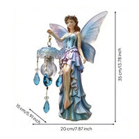 Fairy Wall Lamp Carved Fairy Figurine with Lantern Storybook Decor for Girls, Bedroom