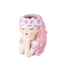 Girl Flowerpot Lavender Outfit Girl Facial Planter Cute Tabletop Flowerpot for Balcony