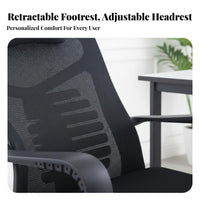 Height Adjustable Reclining Mesh Chair with Footrest 360-Degree rotating Ergonomic Recliner with Footrest Built-in Support Computer Seat for Long Sitters, Remote Workers, Students, resting, Relaxing, Study, Gaming Room