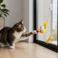 Interactive Hanging Cat Toy with Suction Cup, Sounding Bird/Mouse Design, Catnip Infused, Durable Chew Toy for Indoor Cats