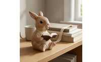 Hand-Painted Resin Rabbit Ornament Textured Rabbit Garden Statue Upright Ears Bunny Garden Ornament Glossy Eyes for Courtyard