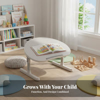 Child-Centered Inspired Foldable Peanut Shaped Table Ergonomic Design Adjustable Kids Activity Table Safety Rounded Corners Adjustable Kids Study Desk Anti-Slip Ledge for Toddlers, Preschoolers, Home Schooling, Bedroom