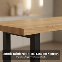 Narrow Bar Table Solid Wood Top Narrow Counter-Height Table Sturdy Metal Frame Pub Desk for Business Owners, Homeowners, Cafe, Restaurant, Dining Room
