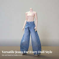 High Waisted Doll Jeans Full Length Wide Leg Doll Pants Loose Fit