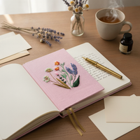 Hand-Embroidered Daisy Fabric Hardcover Journal A5/A6