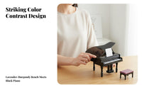 Photography Prop Dollhouse Piano with Bench Realistic Design Miniature Piano and Stool Set Opening Lid Toy Musical Instrument Lightweight for Collectors, Hobbyists, Kids, Room Decoration