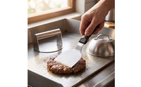 3 Pieces Spatula Set with Burger Press Flat Top Burger Press with Spatula Griddle Accessories Set Professional Barbecue Tools