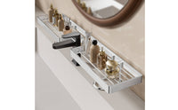 Space Saving Stainless Steel Faucet Organizer Easy to Install Bathroom Faucet Organizer Rust-Resistant Stainless Steel Sink Rack Drainable Design for Washbasin, Vanity