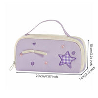 Star Pattern Pencil Pouch Cute Design Multi Layer Pen Bag Wide Opening Stationery Organizer for Students, Girls